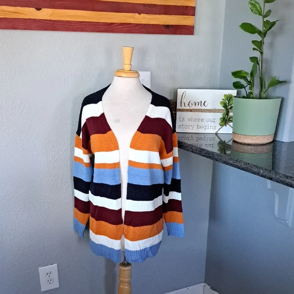 Striped Knit Cardigan | Size XL - Picture 1 of 5
